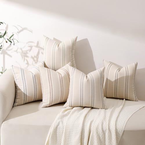 Hckot Stripe Throw Pillow Covers 24x24 Set of 2 Light Green Pillow Covers - Image 7