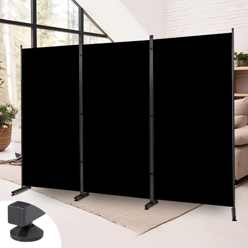 Room Divider 3 Panel Folding Privacy Screen, Round Pad Design Wall Divider by HOMSCREENER