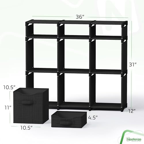 Cube Storage Organizer with Storage Bins Included - The Perfect Closet Organizers and Storage Solution. Includes 9 Storage Cubes, Great For Toy Storage, Closet Storage, Clothes Storage (Black) - Image 3