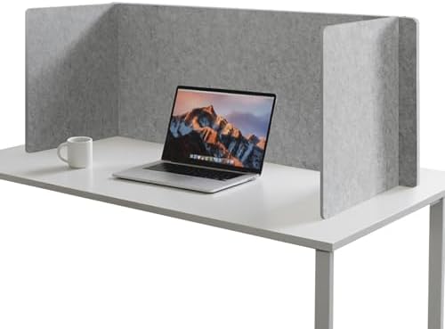 Desk Divider Privacy Screen 3 Panel Sound Absorbing - 47.2”x 23.6”x 19.7” Freestanding Acoustic Partitions for Office, Noise Reducing Panels for School, Home, Library,Sliver Grey by Keemute