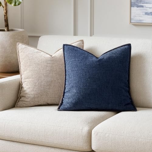 MIULEE Decorative Couch Throw Pillow Covers 18x18 Inch Navy 2 Pack - Image 4