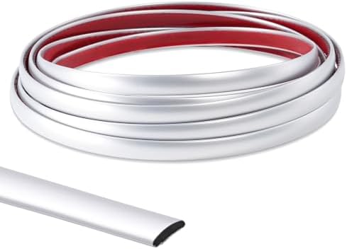 9.8 Ft Peel and Stick Wall Molding Trim, D-Shape Flexible Molding Trim Silver for Backsplash, Mirror, Wall, Window & Door Frames, Waterproof Self Adhesive Trim(W:0.4", T:0.1") by JSIWOTH
