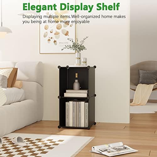 C&AHOME Modular Bookcase, 2-Cube Storage Organizer, Plastic Shelves, Black - Image 3