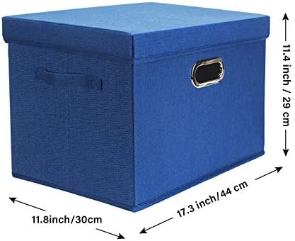 TYEERS Collapsible Storage Bins With Lids, Large Fabric Storage Boxes - 2 Pack - Classic Blue - Image 2