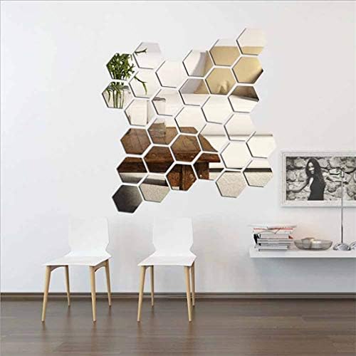 3D Hexagon Acrylic Mirror Wall Decor - Self Adhesive Tiles (15 PCS) - Image 2