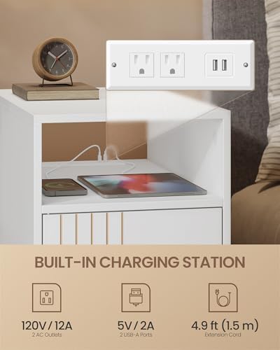 VASAGLE End Table with Charging Station, Narrow Side Table, Nightstand - Image 5