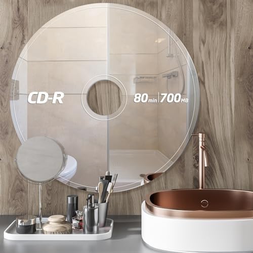 Tellegloww Acrylic Cd Mirror 24 x 24 Inch Cool Music Decor Cute Mirror Round Cd Funny Christmas Music Room Decor Wall Disco Disk for Girlfriend Gift Living Room Bedroom Home Party Favors - Image 5