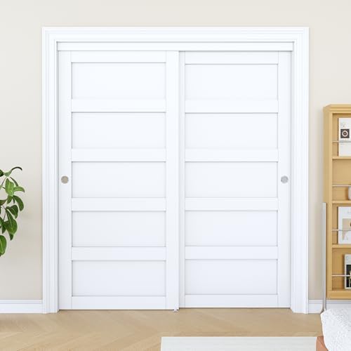 Sliding Closet Door 72"x80", 5 Panel Interior Closet Door, Need to Assemble - Image 2