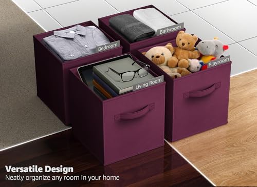 Sorbus Fabric Storage Cubes, 6-Pack Foldable Bins (11 Inch, Purple) - Image 5