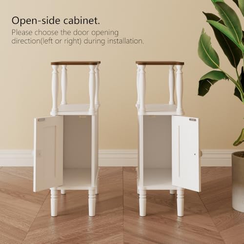 Veegle Narrow Nightstand, Skinny End Side Table(White) - Image 4