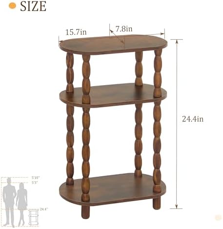 MaxSmeo Small Narrow Side Table, 3-Tier Narrow Nightstand for Small Space - Image 3