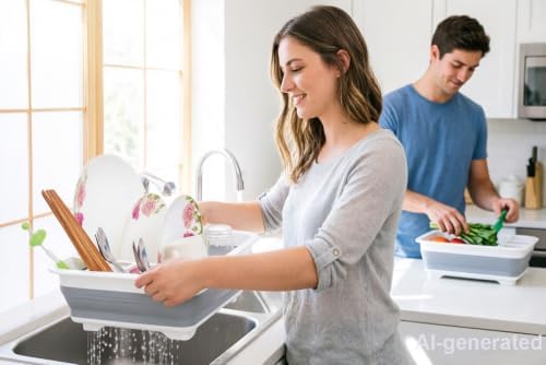 Dish Drying Rack Collapsible Dish Drying Rack Portable Dinnerware Drainer Organizer for Kitchen RV Campers Travel Trailers Space Saving Kitchen Storage Rack Tray Camper Must Haves - Image 6
