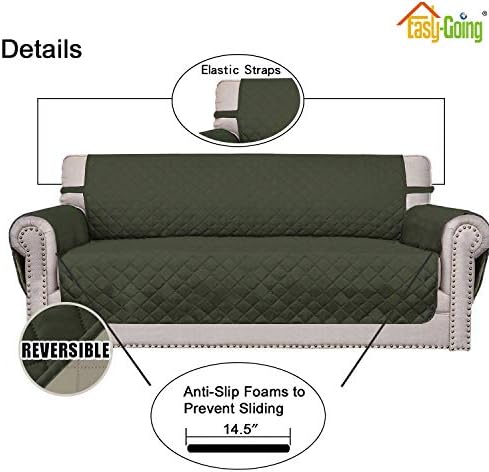 Easy-Going Reversible Couch Cover, 4 Seater Sofa, Army Green/Beige - Image 3