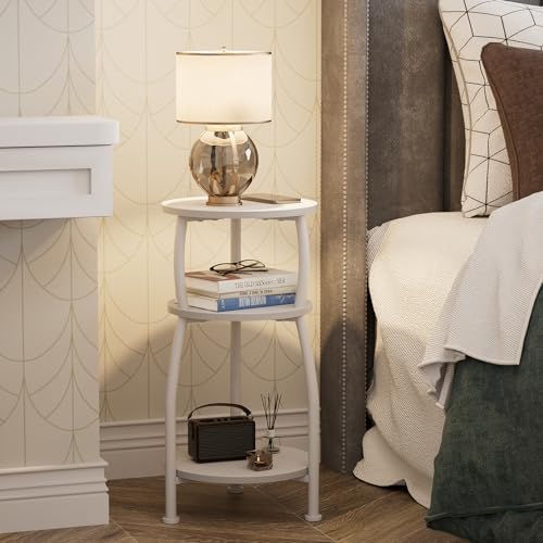 Small Round Side Table, 3-Tier Slim End Table for Small Spaces - Image 2