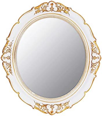 YCHMIR Vintage Decorative Wall Mirror 14.8 x 13.1 Inch Oval Mirror White by YCHMIR