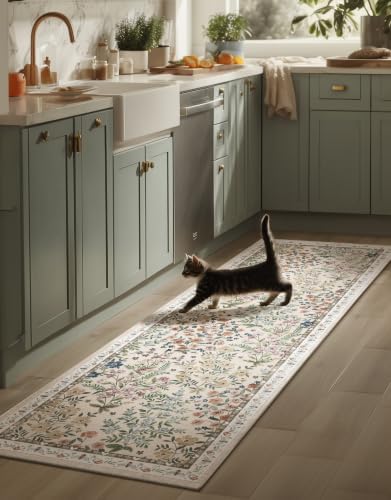 Washable Kitchen Rug Runners for Hallways: 2'6"x8' Bedroom Rug Non Slip Low Pile Soft Stain Resistant Floor Carpet Runner Rug for Kitchen Indoor Entryway Hallway Laundry Room Beside Farmhouse by palohom