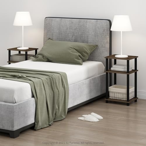 Furinno JUST Set of 2 Toolless 3-Tier Night Stand, Columbia Walnut - Image 2