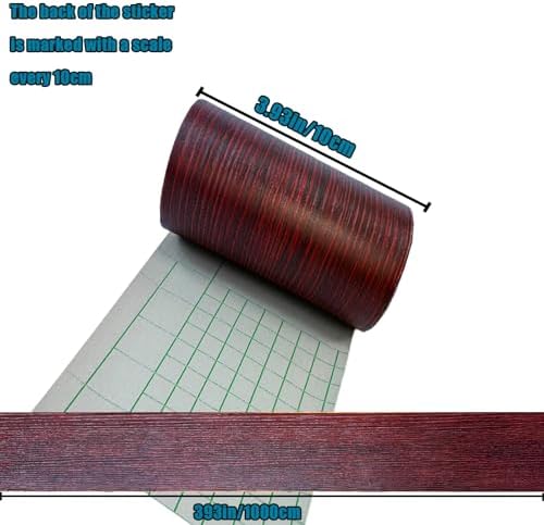 YESUS Dark Grey Wood Grain 3D 10M Wallpaper Frame Removable PVC Waterproof Peel and Stick Wallpaper,Bathroom Frame Sticker Wall Decor 3.93" x 32.8" (Red, 4inc) - Image 3