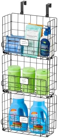 IRIS USA Over The Door Organizer, 3 Pack, Hanging or Wall Mount Wire Basket by IRISUSA