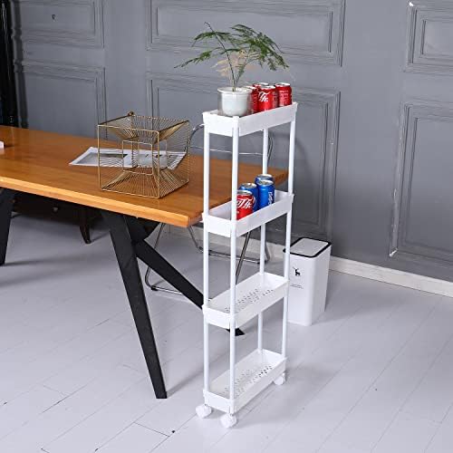 Sooyee 4 Tier Slim Rolling Cart, Utility Storage Cart with Wheels,White - Image 6