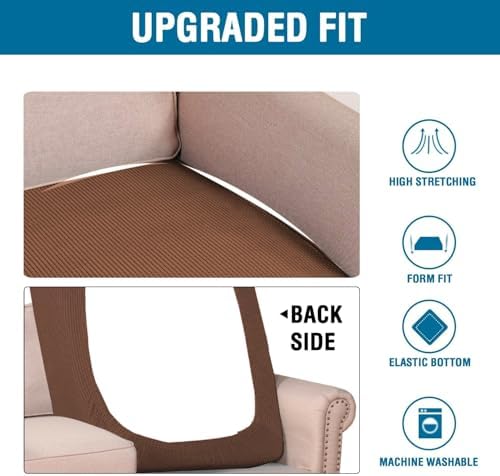 H.VERSAILTEX Super Stretch Individual Chaise Cover Sectional Couch Covers for L Shaped Sofa Both Left/Right Featuring Thick Jacquard Textured Twill Fabric (1 Piece Chaise Cover, Caramel) - Image 6