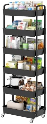 Sywhitta 6-Tier Plastic Rolling Utility Cart with Wheels for Storage,Black by haseverythingyouneed