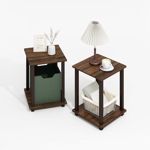 Furinno Simplistic Set of 2 Toolless Living Room Table Set, Black Walnut by Furinno-FitsYourSpaceFitsYourBudget