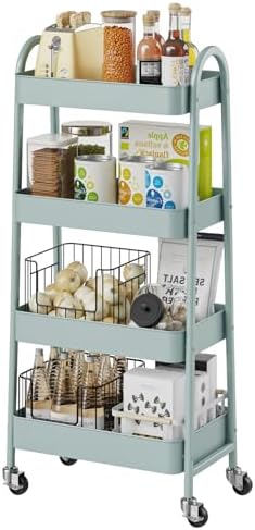 DUMOS 4 Tiers Rolling Utility Cart, Storage Organizer, Shelving Unit by DumosLifestyle