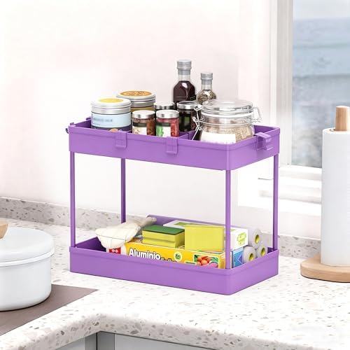 SPACELEAD Slim Storage Cart 3 Tier,Bathroom Organizer Rolling Utility,Mobile Shelving Unit Slide Out for Office, Kitchen, Laundry Room & Narrow Places,Purple - Image 6