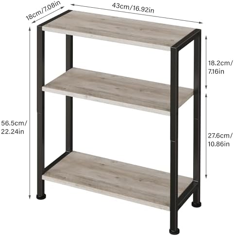 3-Tier Side Table Set of 2, Small End Table, Sofa Side Table for Narrow Spaces, Slim End Table, Nightstand Table, for Living Room Bedroom Office, Greige - Image 3