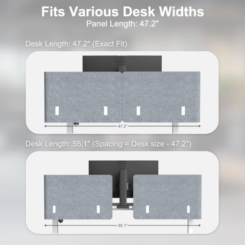Desk Privacy Panel, 48" × 19" L-Shaped Cubicle Desk Divider, Gray - Image 5