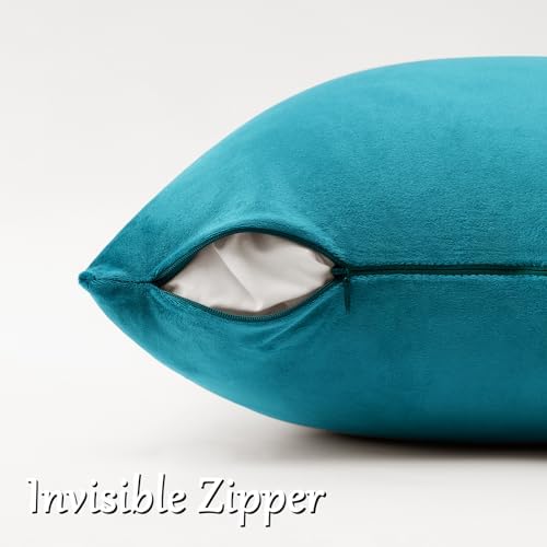 GIGIZAZA Teal Velvet Pillow Covers 20x20 Decorative Pillows Pack of 2 - Image 4