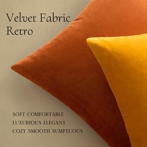 MIULEE Velvet Fall Throw Pillow Covers 20x20 Inch Pack of 2 Rust - Image 5