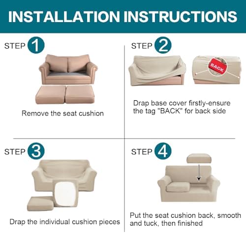 Turquoize 3 Piece Sofa Covers for 2 Cushion Couch Sofa Slipcover Soft Couch Cover for Dogs-Washable Sofa Furniture Covers with 2 Individual Cushion Covers, Feature Fabric (2 Cushion Sofa,Island Fossi) - Image 6