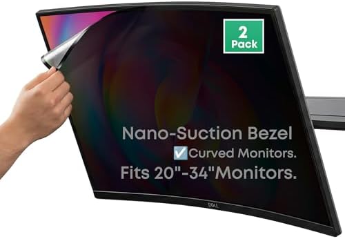 2-Pack 32 Inch Computer Privacy Screen Filter (27.9" × 15.7") for 16:9 Curved & Flat Monitors – Nano-Suction Bezel (Tape-Free Instant Install) – Anti-Glare, Blue Light Blocking, Washable by Unknown
