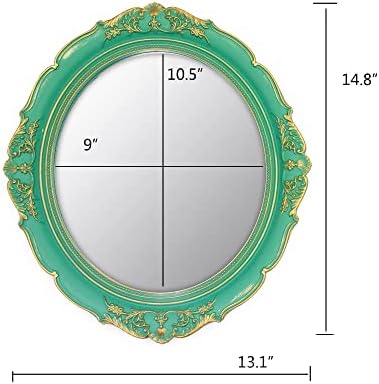 YCHMIR Vintage Decorative Wall Mirror 14.8 x 13.1 Inch Oval Mirror （Green） - Image 3