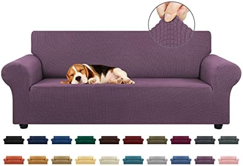 KEKUOU Stretch Couch Covers for Sofa, 3 Cushion Couch Slipcover,Dark Purple by KEKUOU
