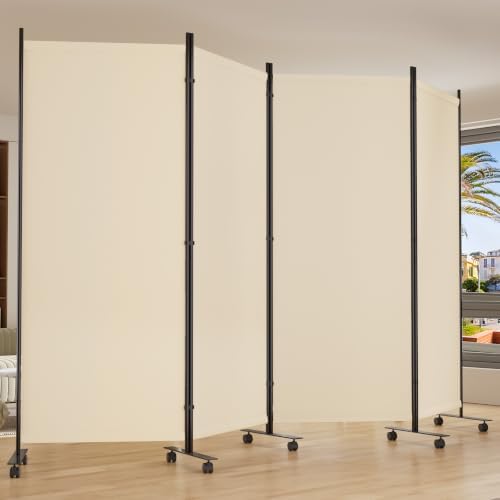 Room Divider 136'' Wide Folding Room Divider Panel with Wheel,Upgraded Base by HOMSCREENER