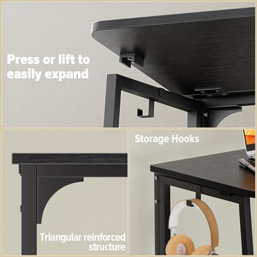 WOHOMO Folding Desk, 39.4" Foldable Computer Table for Small Spaces, Black - Image 7