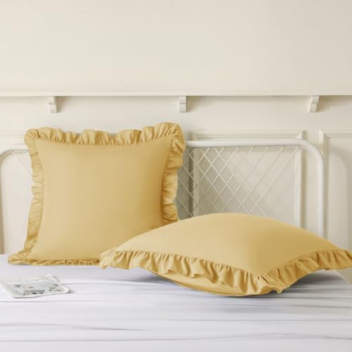 KKJIAF 2 Pack Ruffle Pillow Cases 24x24 Inches, Gold - Image 4
