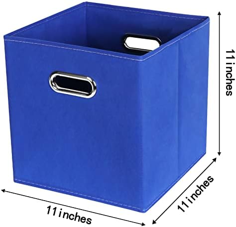 Fabric Cloth Storage Bins,Fabric Cube Bins Organizer with Dual Handles Foldable Cube Storage Baskets for Home Bedroom Storage,Set of 6,(Dark Blue) - Image 2