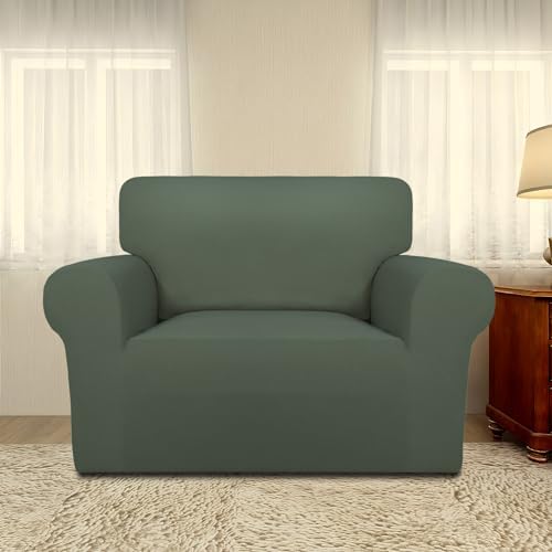PureFit Super Stretch Sofa Slipcover – Spandex Non Slip Soft Couch Sofa Cover, Washable Furniture Protector with Non Skid Foam and Elastic Bottom for Kids, Pets (Oversized, Greyish Green) - Image 2