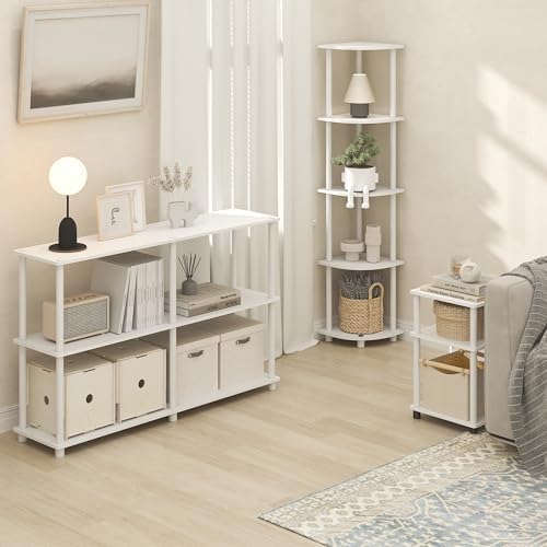 Furinno Turn-N-Tube 3-Tier Toolless Side Table, Compact, White - Image 4