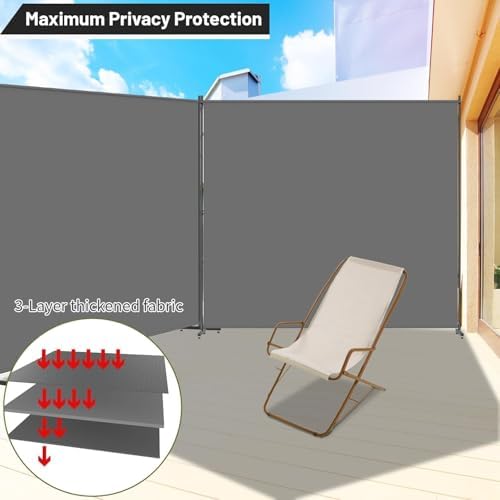 Room Divider, 72x72Inch Large Single Panel Privacy Screen,Thickened Fabric,Free Standing Partition Wall for Room Separation,Portable for Office,Bedroom,Patio,Gray - Image 2