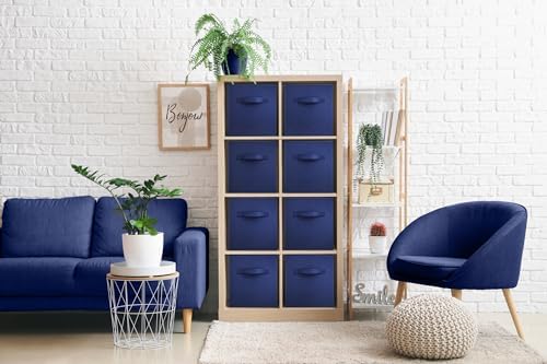 Sorbus Fabric Storage Cubes, 8 Pack, with Handles (Navy Blue) - Image 2