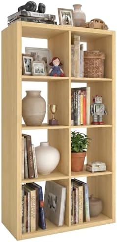 WannabeMyself【2026 Wooden Thick Frame】 8 Cube Storage Organizer with Anti-Tipping Kits, Reversible Open Back Book Shelf,Bookcase for Living Room,Bedroom,Entrance Hall,Office,11.6×48×24.6,Oak Color by WannabeMyself