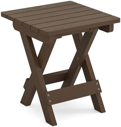 LUE BONA Small Outdoor Folding Side Table HDPS14 Inch Height, Dark Brown - Image 7