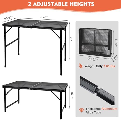 GREGIN Folding Camping Grill Table, Outdoor Metal Table. Foldable, Portable - Image 2