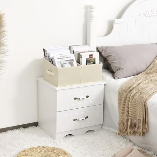 DIMJ Closet Storage Bins, 8 Pack Storage Baskets for Shelves, Foldable Shelf Organizer with Handle, Linen Closet Organizers and Storage for Clothes, Toys, Towel, Books (Beige) - Image 5