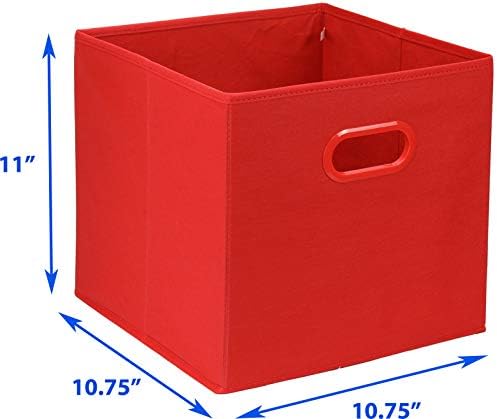 Simple Houseware 11-Inch Foldable Cube Storage Bins with Handles, Red - Image 7